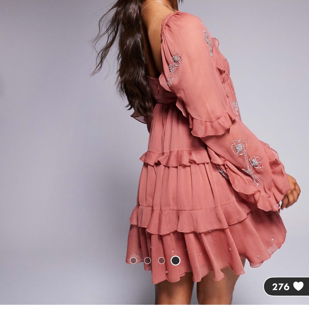 ASOS Dusty Rose Embroidered Dress